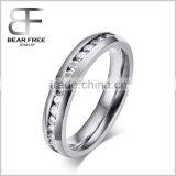 Rose Gold 316L Stainless Steel White Cubic Zirconia CZ Eternity Wedding 4MM Band Ring thumbnail-4