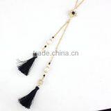 2015 Newest Long Black Tassel Pendant Pearl Inlaid Gems Necklace thumbnail-4