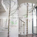 exclusice Ultra clear glass spiral staircase with stainless steel cental pole