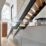 Indoor Straight Double Box Beam Stairs With Open Risers and Frameless Glass Fence thumbnail-1