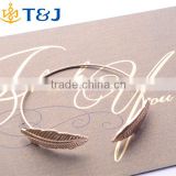 >>>European Style Women Girl Modern Fashion Jewelry Double Leaf Gold Plated Open Cuff Bangles Simple Bracelets/