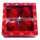 Vintage Christmas Red and White Paper Honeycomb Bauble Hanging Decoration thumbnail-4