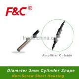 F3C-03WSQ0.8 Series Diameter 3mm Proximity Sensor, Amplifier Outside, Short Length Housing, 0.8mm Sensing Range.