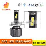 High Power 60w 5000lm Cob Motorcycle h4 Led Headlight 4x4 Offroad