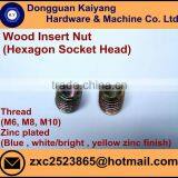 Insert Nut/ Wood Insert Nut / Hex Socket (Furniture Fastener); Bright(White)/Blue/Yellow Zinc Plated; M6, M8, M10 thumbnail-2
