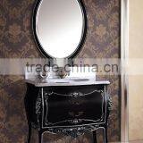 Bisini Furniture Luxury Antique Bathroom Vanity Black With Oval Mirrors WTS323