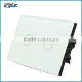 2 Gang White Color Toughened Glass Panel Null and Live Wires Touch Switch