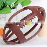 Hollow-out baby silicena teether rugby shape