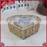 Decoration Shallow Mouth Design Straw Woven Heart Shaped Flower Pot thumbnail-2