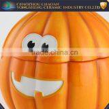 Smiling Face Biscuit Container Pumpkin Ceramic Jars With Lids thumbnail-2