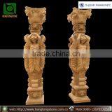 Luxry Yellow Marbe Roman Pillar With Four Lady Statues