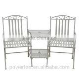 POWERLON Vintage Metal Bench With Table Outdoor Garden Furniture thumbnail-1