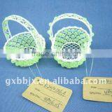 Round/Oval wire decorative with green pearl small happy birthday gift basket