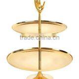 Gold Plated Hand Design 2 Tier Cake Stand thumbnail-1