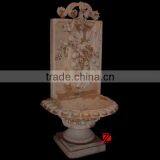 Yellow Stone Antique Wall Fountain With Flower Decoration thumbnail-1