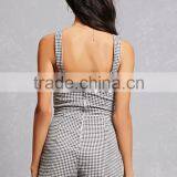 Fashion Ladies Plaid Printing Short Cami Womens Romper thumbnail-4