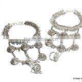 PAYAL Anklet Pair TOE RING Silver TONE BAREFOOT SANDAL thumbnail-2