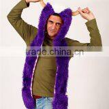 Faux Fur Adult Beanies Plush Animal Head Hat Scarf Glove thumbnail-5