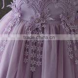 OEM Baby Girls Lovely Purple Embroidery Flower Tassel Party Dresses Net Frock Design Tulle Fluffy Baby First Communion Dress thumbnail-5