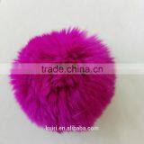 KR 100% Real Rex Rabbit Fur Pom Pom/Colorful Rabbit Fur Ball Keychain 6-10cm Bag Pendant thumbnail-3
