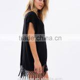 Women Oversized v Neck Coverup Sexy Kaftan With Fringe thumbnail-3