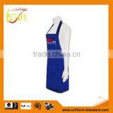 100% Cotton Canvas Apron Bule Printing Design Kitchen Cooking Bib Apron thumbnail-1