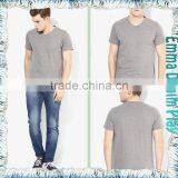 Mens Grey Custom Design Premium Quality V-Neck Plain T Shirts thumbnail-5