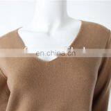 162-96 Women Flat Knit v Neck Reverse Cashmere Sweater thumbnail-4