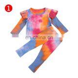 Newborn Baby Girls Boys Tie-dyeing Outfits Autumn Spring Long Sleeve Tops T Shirt + Pants Ribbed Children Clothing Set 1-5Years thumbnail-3