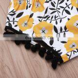2019 New Summer Kids Cotton Yellow Top & Flower Tassel Shorts & Headband 3pc Set 0-2years thumbnail-6