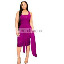 Cross-border Fashion Sexy Suit 2021 New Pit Strip Long-sleeved Trendy Cloak Suspender Skirt Two-piece Suit thumbnail-1