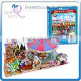 Mini Qute Merry-go-round Building Block 3d Paper Puzzle Diy Model Cardboard Jigsaw Puzzle Game Educational Toy NO.B368-12