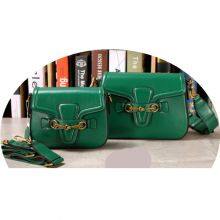 Horseshoe Buckle Bag Retro Cowhide Canvas One Shoulder Diagonal Saddle Bag Genuine Leather thumbnail-2