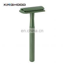 Mens Straight Blades Safety Razor Gold Stainless Steel Double Edge Shaving Razor thumbnail-1