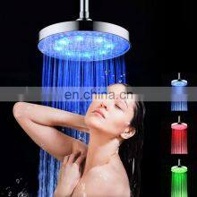 8 Inches Bathroom LED Light Temperature Sensor Rain Top Showerhead Head