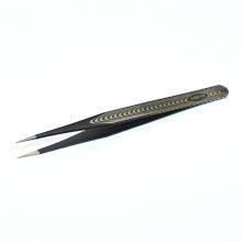 Black Anti-static Tweezers Pointed Elbow Straight Stainless Steel Tweezers Sewing Clip Thread Repair Tool Clamp With Texture ESD-12 Tweezers thumbnail-4