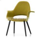 Replica Fiberlgass Material Wooden Legs Fabric Blue Color Organic Chair by Eero Saarinen thumbnail-1