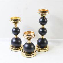 Luxury Set of 3 Pieces Iron Metal Candle Holder Stand Black And Gold Wedding Table Centerpieces Candelabra thumbnail-2