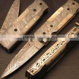 Udk F21" Custom Handmade Damascus Pocket Knife / Folding Knife With Full Damascus Steel and Bone Handle thumbnail-1