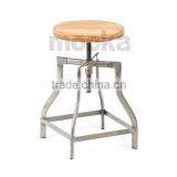 Timber Seat Swivel Turner Industrial Bar Stool thumbnail-2