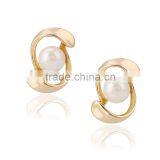 Korea Style Designs Pictures Gold Jewelry Ladies Pearl Stud Earrings thumbnail-2