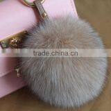 High Grade Personalized Real Racoon Fox Fur Pom Pom Metal Keychains thumbnail-5