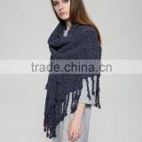 New Design Solid Color Plain Thich Tassel Women Fashion Acrylic Shawl thumbnail-5