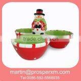 Christmas snowman shaped 3 section candy bowl