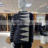 Women Crew Neck Long Sleeve Jacquard Patter on Front and Back 2016 Fall/winter Pullover Sweater thumbnail-1