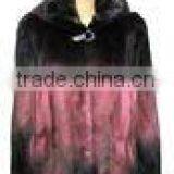 dyed color long mink fur coat