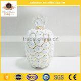 OEM design charming antique luxury 16"ceramic porcelain art pinapple with gold for chrismas decorations