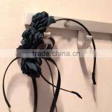 Burnt Fabric Flower Headband,Red Balck Rose Flower Headband For Adult thumbnail-3