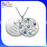 Custom 925 Sterling Silver Personalized Family Tree Birthstone Pendant For Mum thumbnail-1