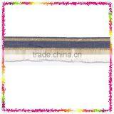 Blue Denim Gold Metallic Ivory Cotton Braided Decorative Trim for Apparels thumbnail-1